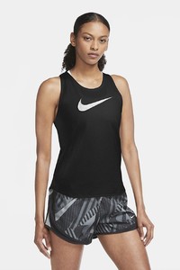 Nike Swoosh Run Running Tank, Siyah Koşu Atleti CU3252-010